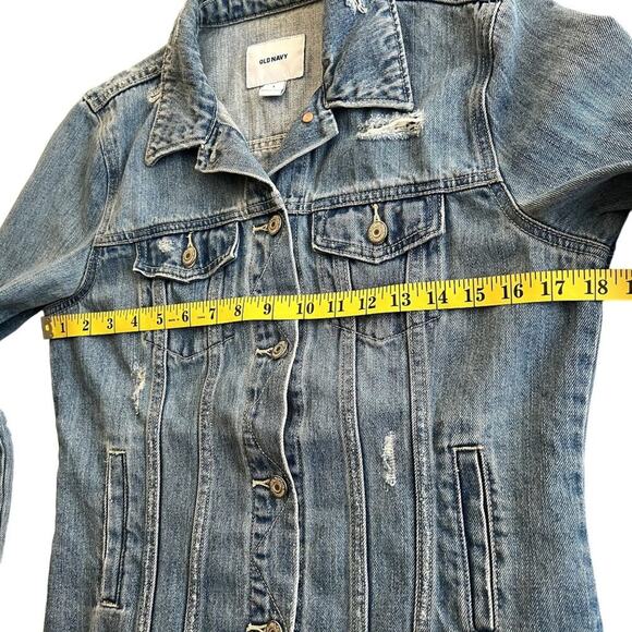 Old Navy Denim Jean Jacket Distressed Women Size Small classic 80s 90s y2k retro - Picture 5 of 7